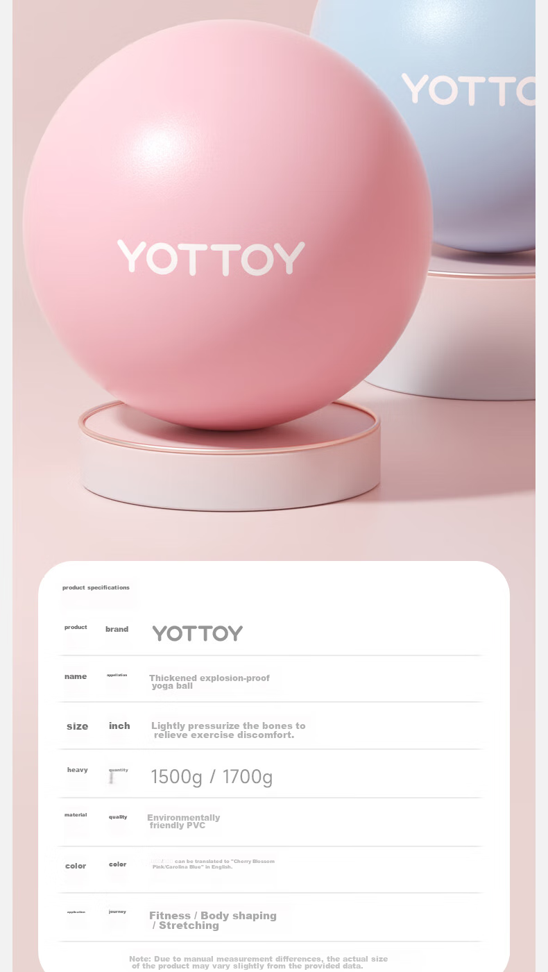 Yottoy Thickened Anti-Burst Yoga Ball Fitness Ball for Adults And Pregnant Women, Pilates Equipment Balance Ball 19