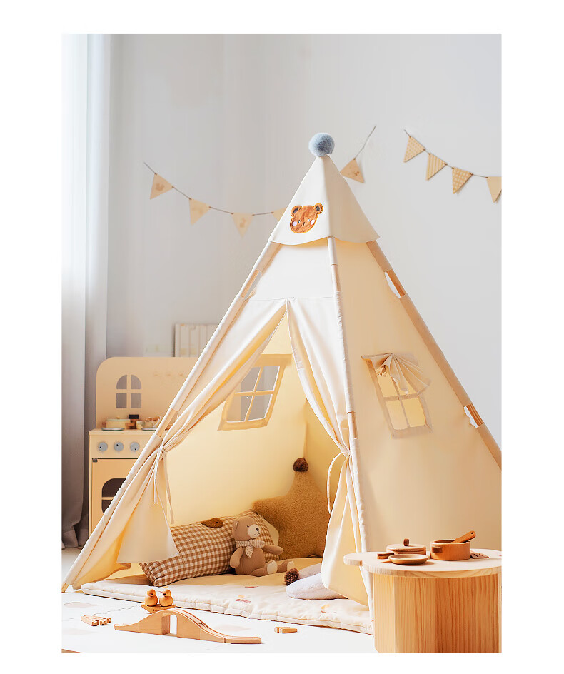 Little Dove Children's Tent Indoor Playhouse / Boys And Girls Indian Toy Gift Little Bear Hat (Pad Not Included) 3
