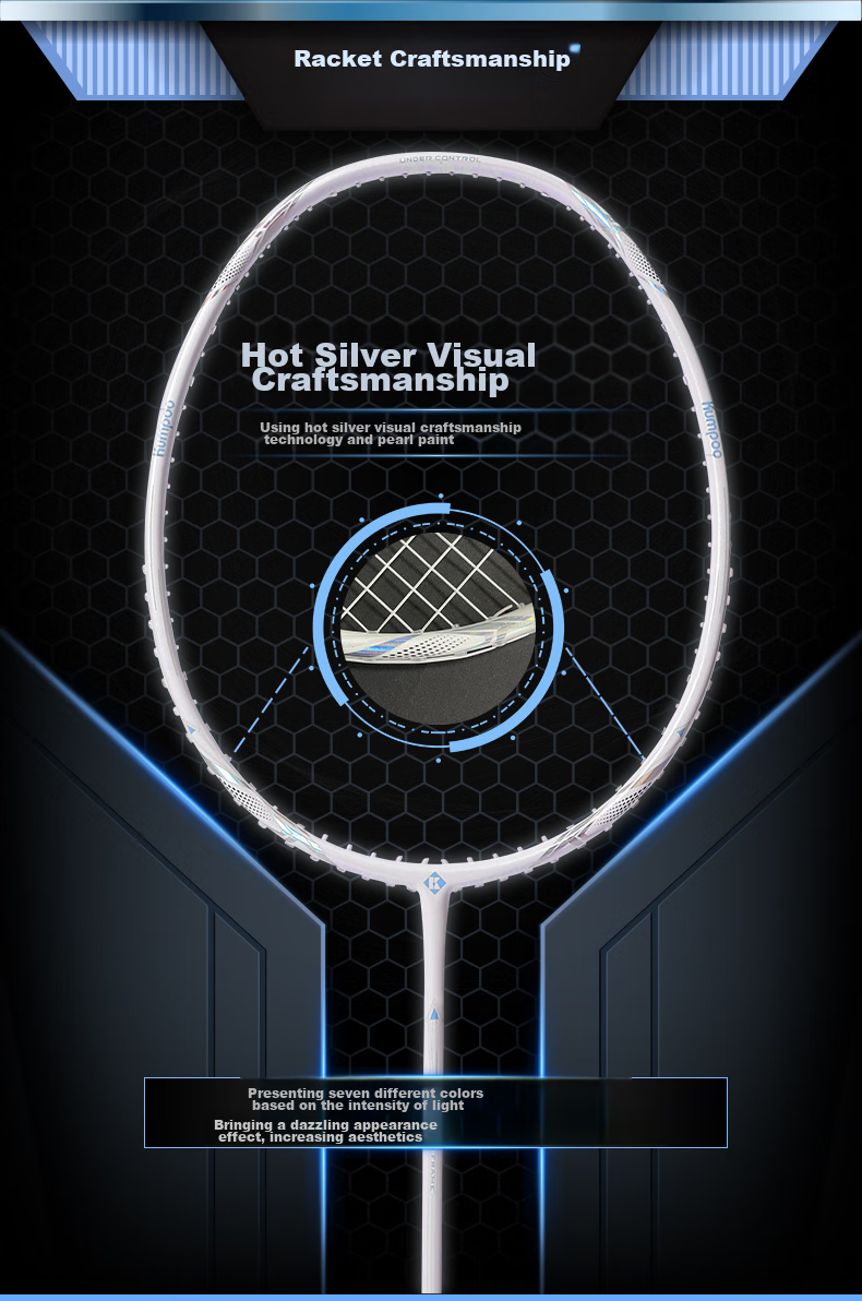 KUMPOO Badminton Racket KN Full Carbon Ultra-Light Xunfeng K520 Upgraded Version, Balanced for Attack And Defense, Finished Racket KN993 Porcelain White 9