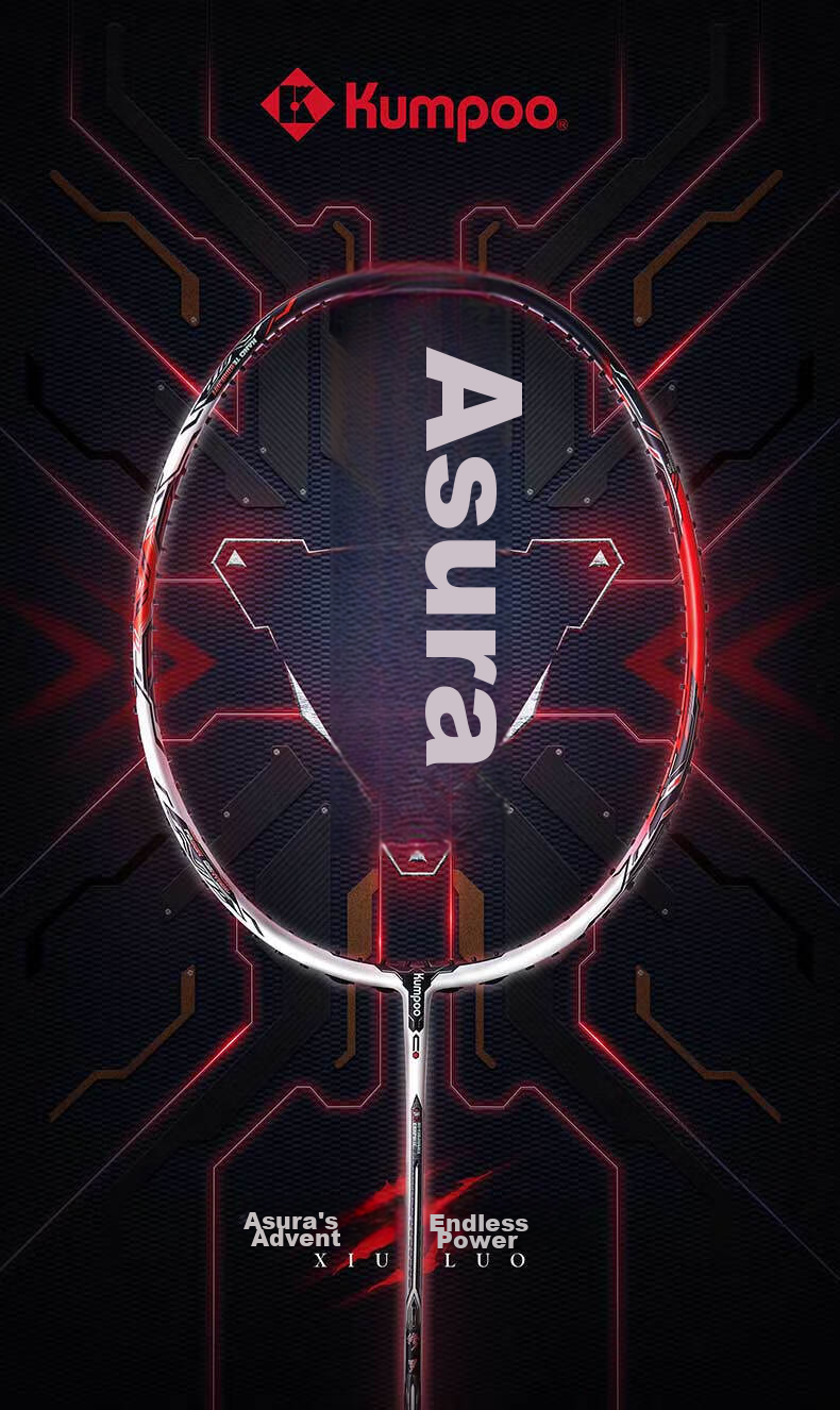 KUMPOO Badminton Racket, Lightweight Shock-Absorbing, Carbon Solid Core, Double-Edged Composite Frame, Advanced Racket, Shuilo White/blue Unstrung Racket 1