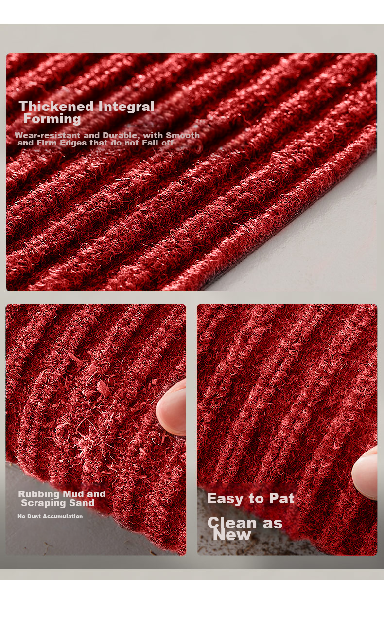 Yishang Premium Red Entrance Door Mat Laser Embroidery Villa Luxury Front Door Non-Slip Floor Mat Carpet 4