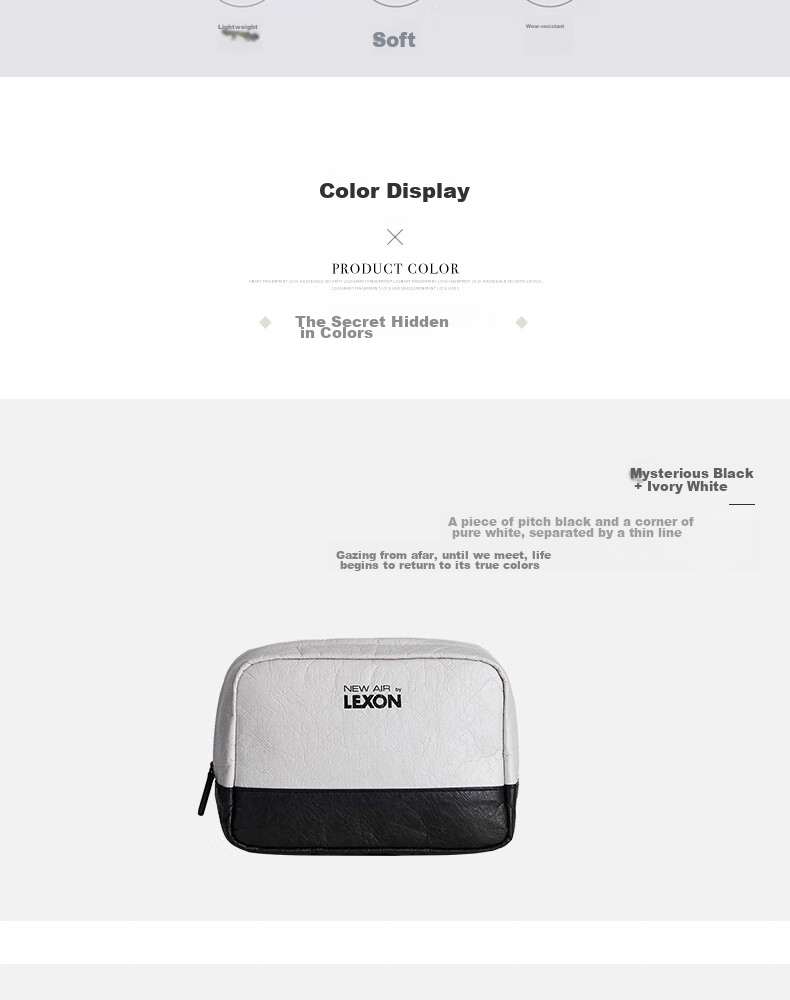 LEXON Portable Storage Bag, Large Capacity Makeup Bag, Travel Toiletry Bag for Men And Women, Bath Bag, TAIWEI Paper Bag, White And Black Color 4