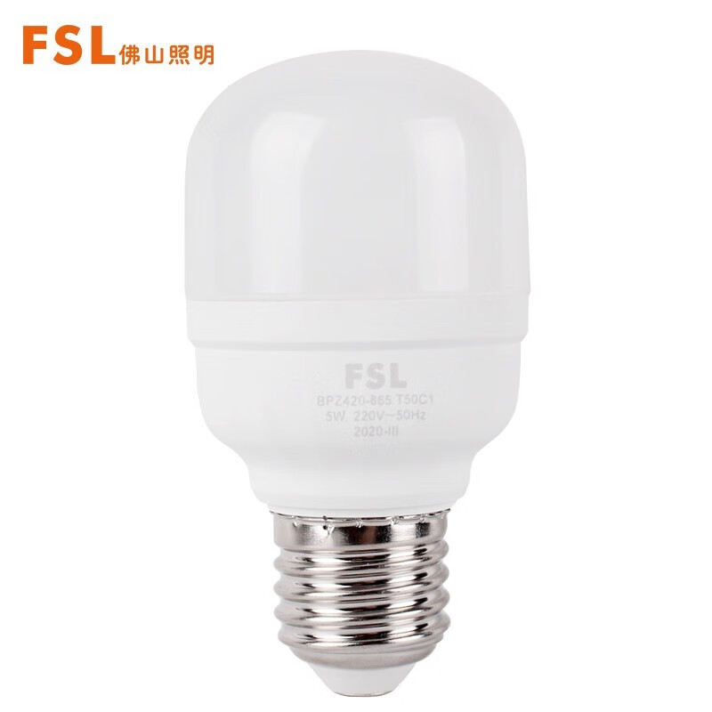 Foshan Lighting (FSL) LED Bulb Cylindrical Globe E27 Large Screw Energy-saving Lamp 5W Cool White 6500K Single Pack