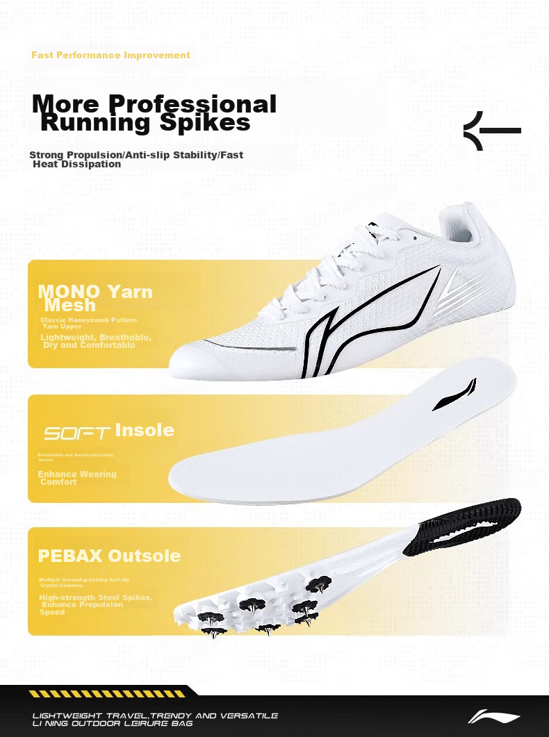 Li-Ning Track Shoes Professional Spikes Thick-Soled for Youth And Adults Short Medium Long-Distance Running Spikes for Physical Exams, High School Entrance Exams, And Long Jump Competitions 3