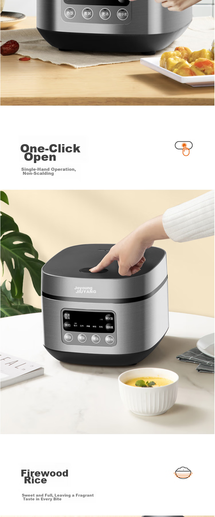 Joyoung Rice Cooker, 3L Large Capacity, High Power, Smart Reservation Cooking, Anti-Overflow, Home Mini Rice Cooker, F-30FZ630 22