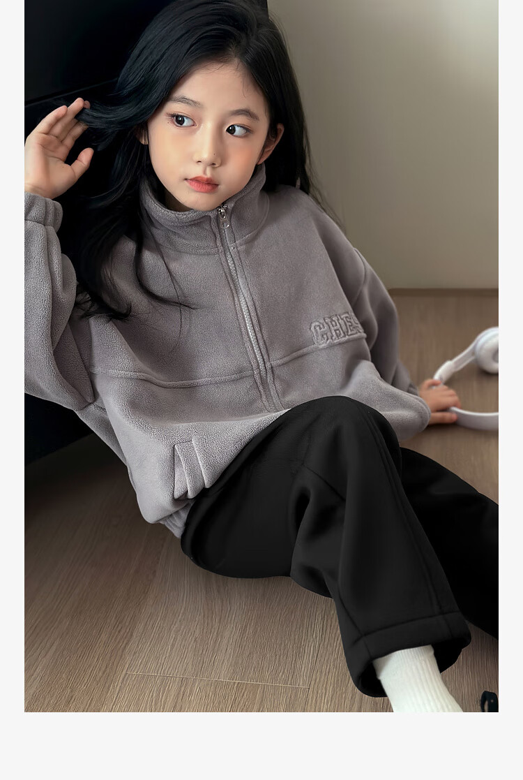 LUSON Chen Da Zhu Girls' Jacket, Autumn And Winter New Style, Double-Sided Fleece, Children's Sports Outerwear, New Year's Outfit 20