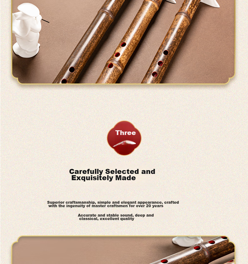 HAMDUN HUANXIANG Purple Bamboo Flute, Handmade Premium One-Section Eight-Hole Natural Short Flute, G Key, Professional Performance Beginner Entry-Level Flute for Adults, Ethnic Wind Instrument 6