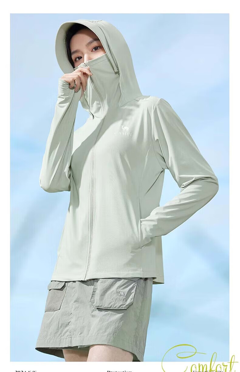 CAMEL Outdoor Sun Protection Clothing for Spring And Summer Couples, UV-Resistant Sunscreen Jacket EO097 Cyan Green, Men's XL 22