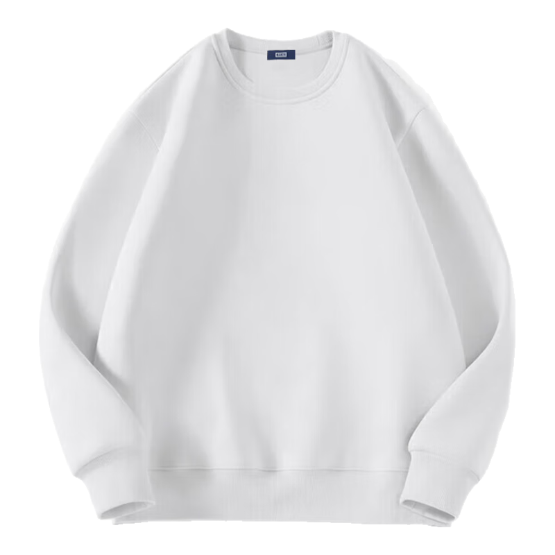 Mianzhi Men's Sweatshirt, Trendy Solid Color, Loose-Fitting Crew Neck Undershirt, Versatile Casual Top for Men, White, Size M