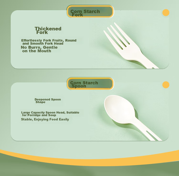 SHUANG YU Disposable Forks, 50 Individually Wrapped Starch-Based Forks, Thickened Plastic Forks, Fruit Forks, Cake Forks, Dessert Forks 9
