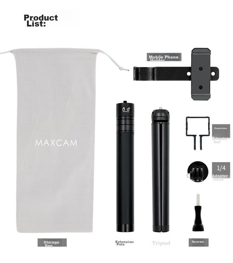 MAXCAM Compatible with DJI OSMO POCKET 2 Pocket Camera Accessories, Aluminum Alloy Tripod Extension Rod, Selfie Stick, Phone Mount, Portable Extendable Stand 4