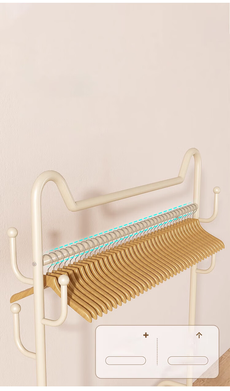 Yupin Floor-Standing Coat Rack, Bedroom And Living Room Movable Clothes Hanger Storage Rack, YJ91 Double-Layer 100 White 5