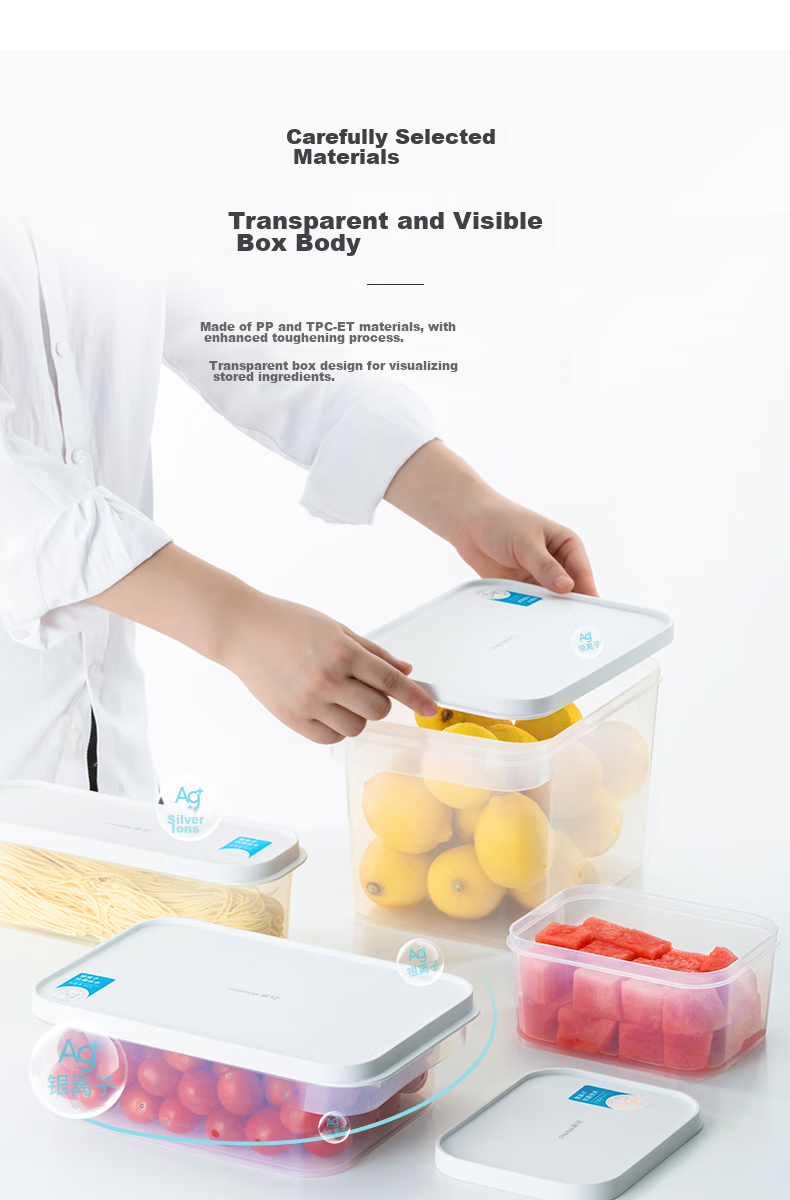 Chahua Food Grade Fresh-Keeping Box Refrigerator Storage Box Fruit Lunch Box Plastic Picnic Box 780ml 6-Piece Set 7