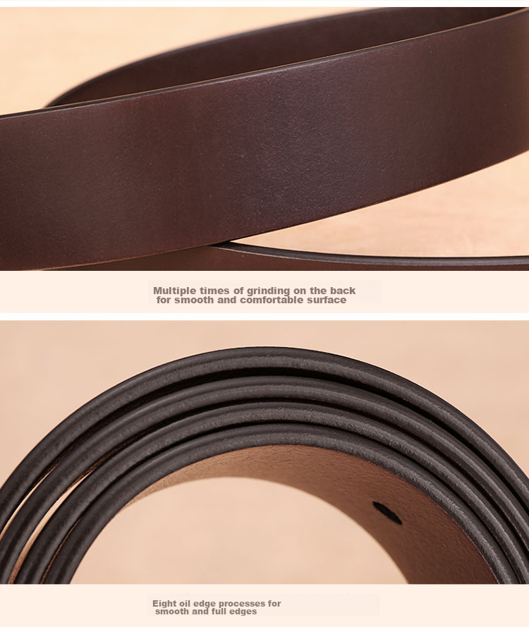 Cattlesboss Men's Belt with Copper Buckle, Genuine Top-Grain Leather, Pin Buckle, 1015 Birthday Gift, Dark Brown, 110cm 18