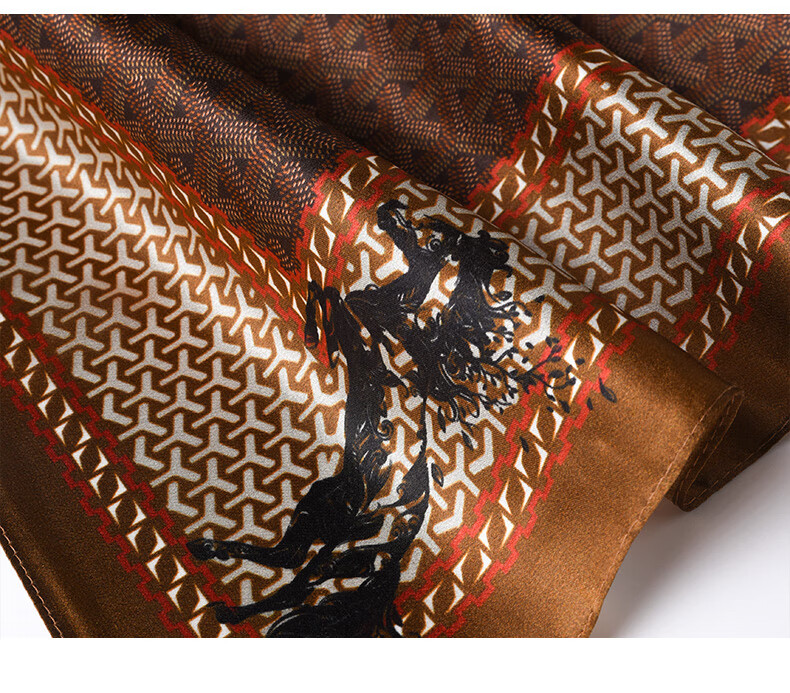 Hangsifu Men's Silk Scarf, Mulberry Silk Scarf, Small Square Scarf, Business Necktie, Birthday Gift for Husband Or Father, Black Horse Patter 9