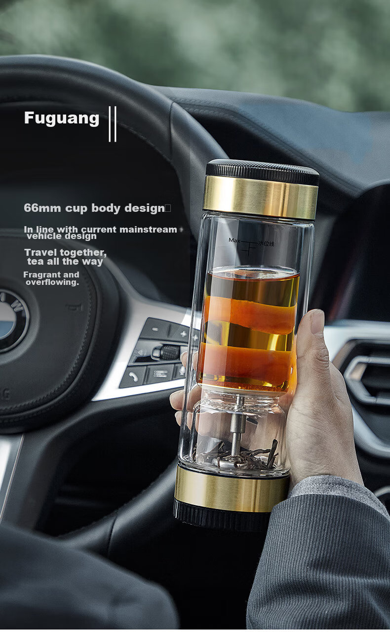 Chazhilian Tea Infuser Cup Premium Titanium Edition High-Quality Double-Layer Glass Cup with Filter for Men And Women, Portable Tea Mug, Mid-Autumn Festival Gift Water Bottle 6