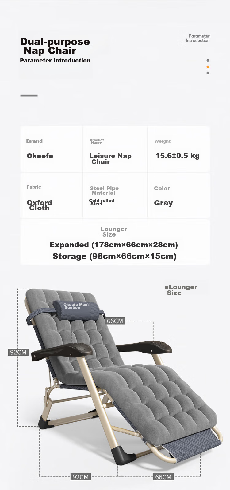 OKeefe Folding Bed, Lounge Chair, Single Bed, Office Nap Chair, Folding Chair, Hospital Companion Bed, Camp Bed, Integrated Seat Cushio 12