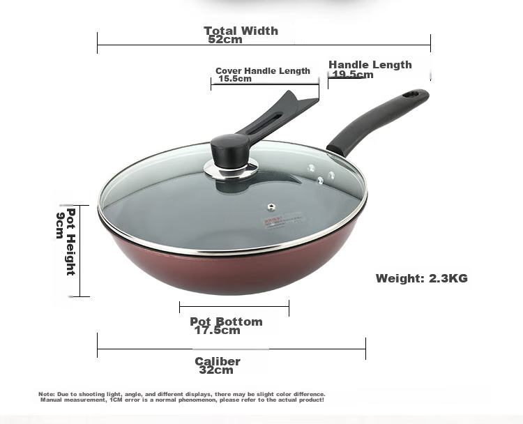 MAXCOOK Non-Stick Wok, Iron with Stand-Up Lid And Wooden Spatula, 32cm Non-Stick Coating, Compatible with Gas And Induction Stoves, MCC606 4