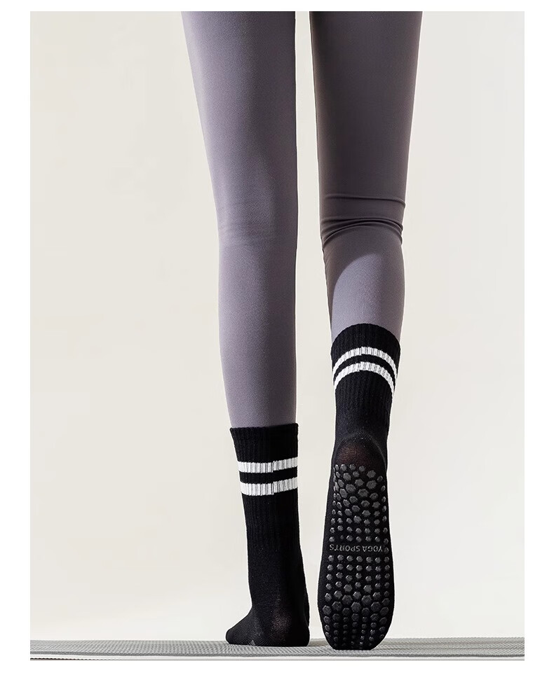 LangSha Yoga Socks for Women, Mid-Calf Sports Fitness Socks, Non-Slip Socks, Pilates Dance Socks, Silicone Floor Socks 29