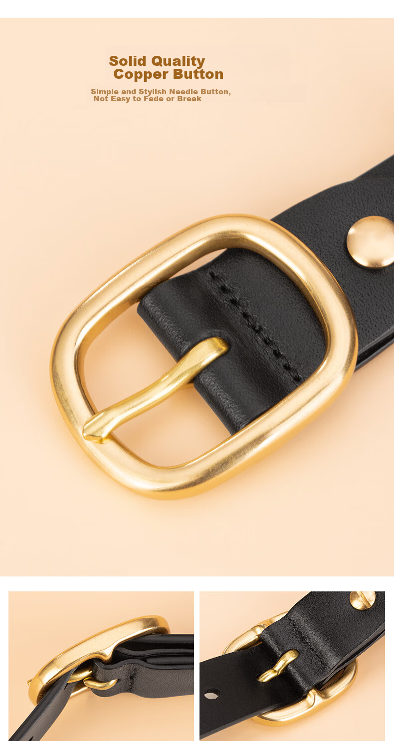 Cattlesboss Women's Leather Belt, Simple Casual Denim Versatile Trouser Belt, Fashionable 5323, Dark Brown, 105cm 8