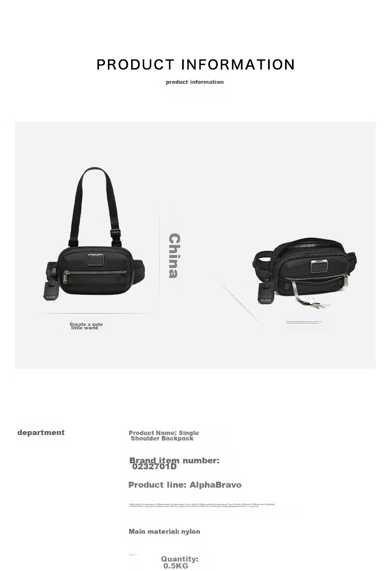 TUMI ALPHA BRAVO Men's Business Travel Sports Waist Pack Chest Bag Black Father's Day Gift 2