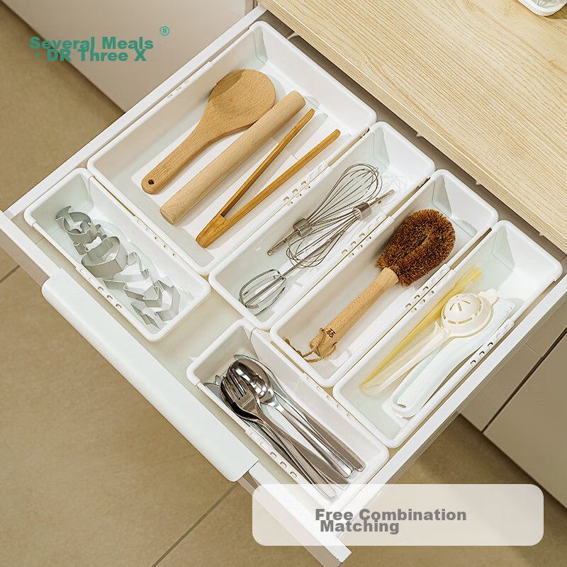 Jicang Expandable Storage Box, Cabinet Drawer-Style Divider, Desktop Snack Basket, Deep Cabinet Right-Angle Transparent Storage Box XL