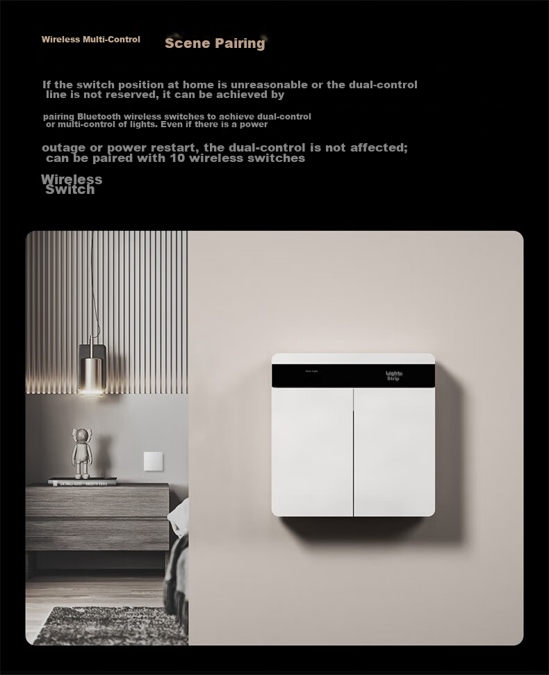 Linptech Smart Screen Switch E2 Lite Customizable Button Names Integrated with Mijia APP Zero Fire Three-Button White 9