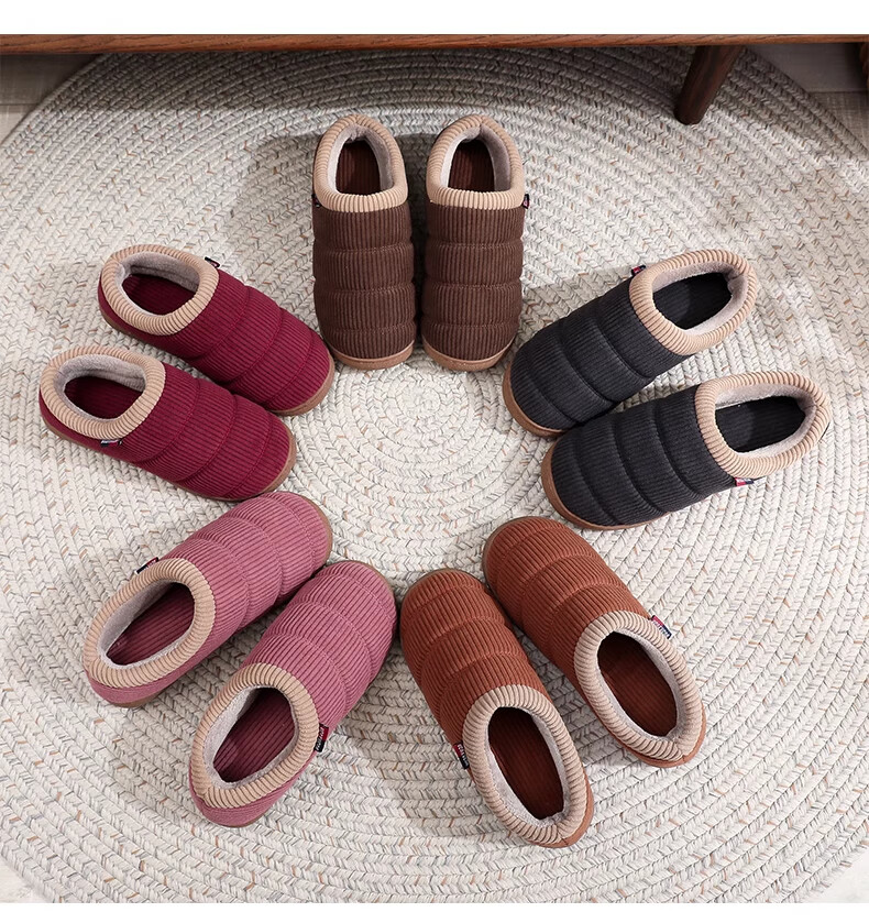 GUOLUOFEI Cotton Slippers Non-Slip for Men And Women with Heel, Middle-Aged And Elderly Home Wear Fleece-Lined Thick Warm Cotton Shoes Dark Gray Size 40-41 6