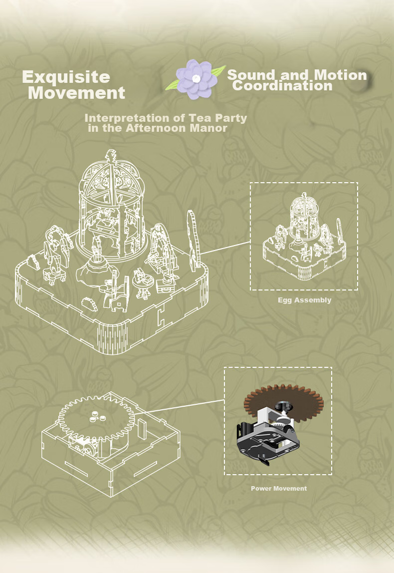 Tongqu Flower Dance Music Box Assembly Building Blocks Toy, Puzzle Musical Interlocking Model Ornament, Birthday Gift for Girls 9