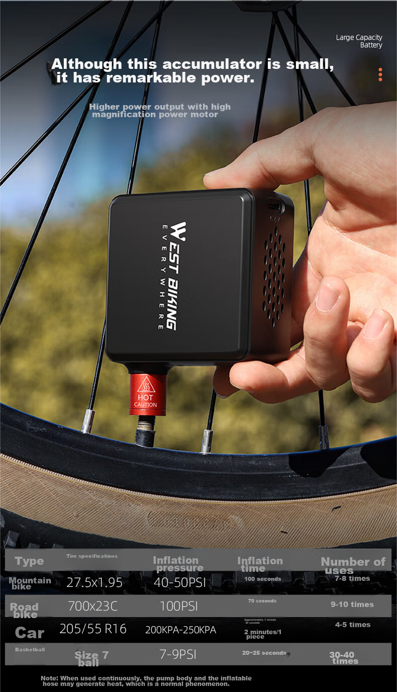 WestBiking Electric Air Pump Inflator for Bicycles And Electric Bikes, Universal Equipment 12
