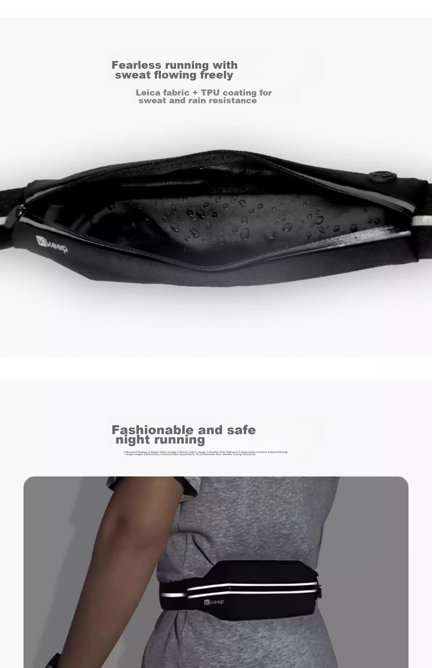 Keep Portable Waist Bag for Running, Phone Pouch for Men And Women, Invisible Gear, Ultra-Thin Waterproof Fitness Marathon Bag, Black 6