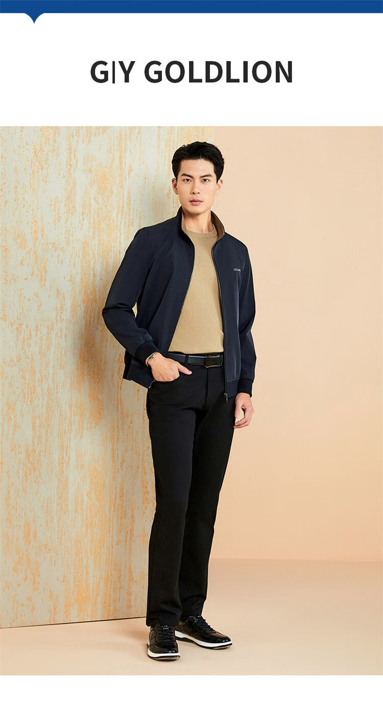 Goldlion GY Triple-Protection Stand-Collar Jacket for Men, Autumn And Winter Casual Coat JWL0209-MK149 Navy Blue 2XL 3