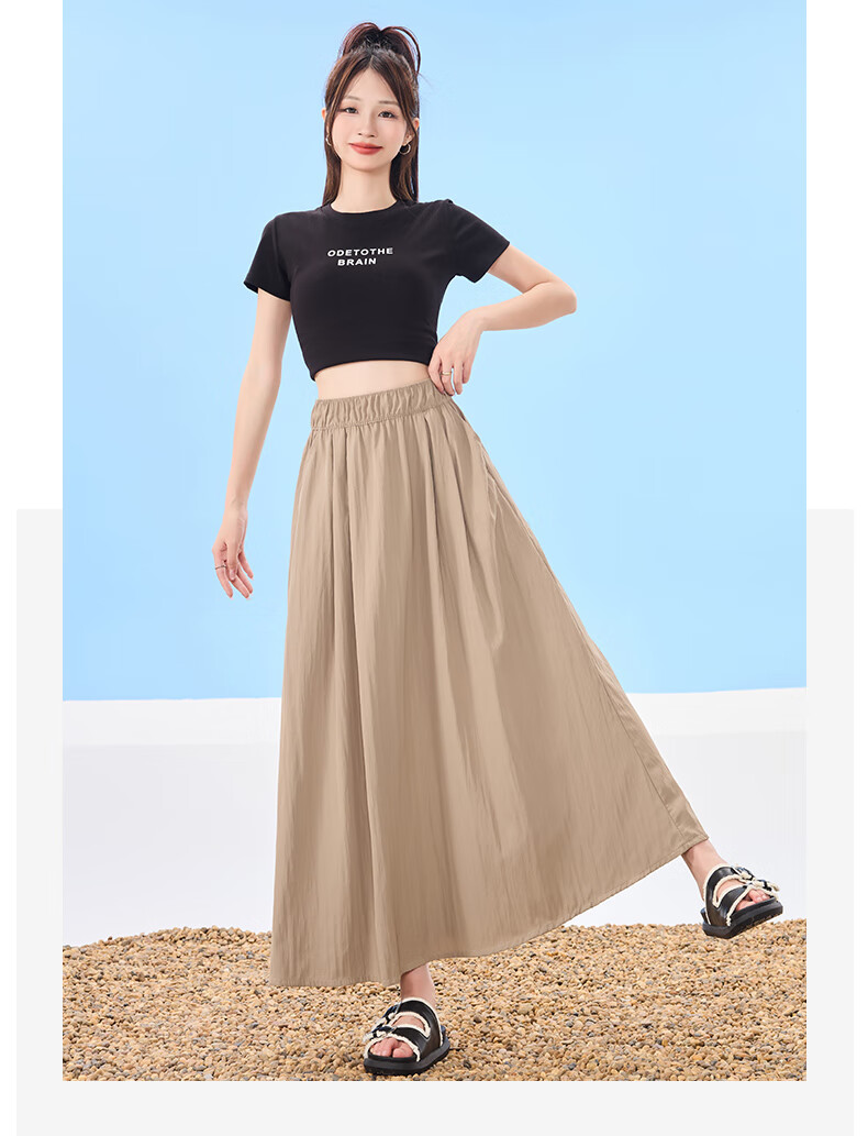 Ziyouxi Women's Midi Skirt, 2026 New Summer Thin Style, High-Waisted A-Line Slimming Umbrella Skirt, Pleated Long Skirt, Petite Yamamoto Skirt 14