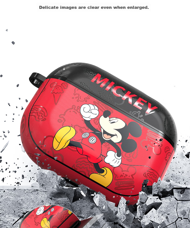 ESCASE AirPods Pro Second-Generation Protective Case, Apple Pro 2 Earphone Cover, Disney Mickey Cartoon Leather Texture Soft Trendy Men's Personalized Creative 2022 Model Gray 8