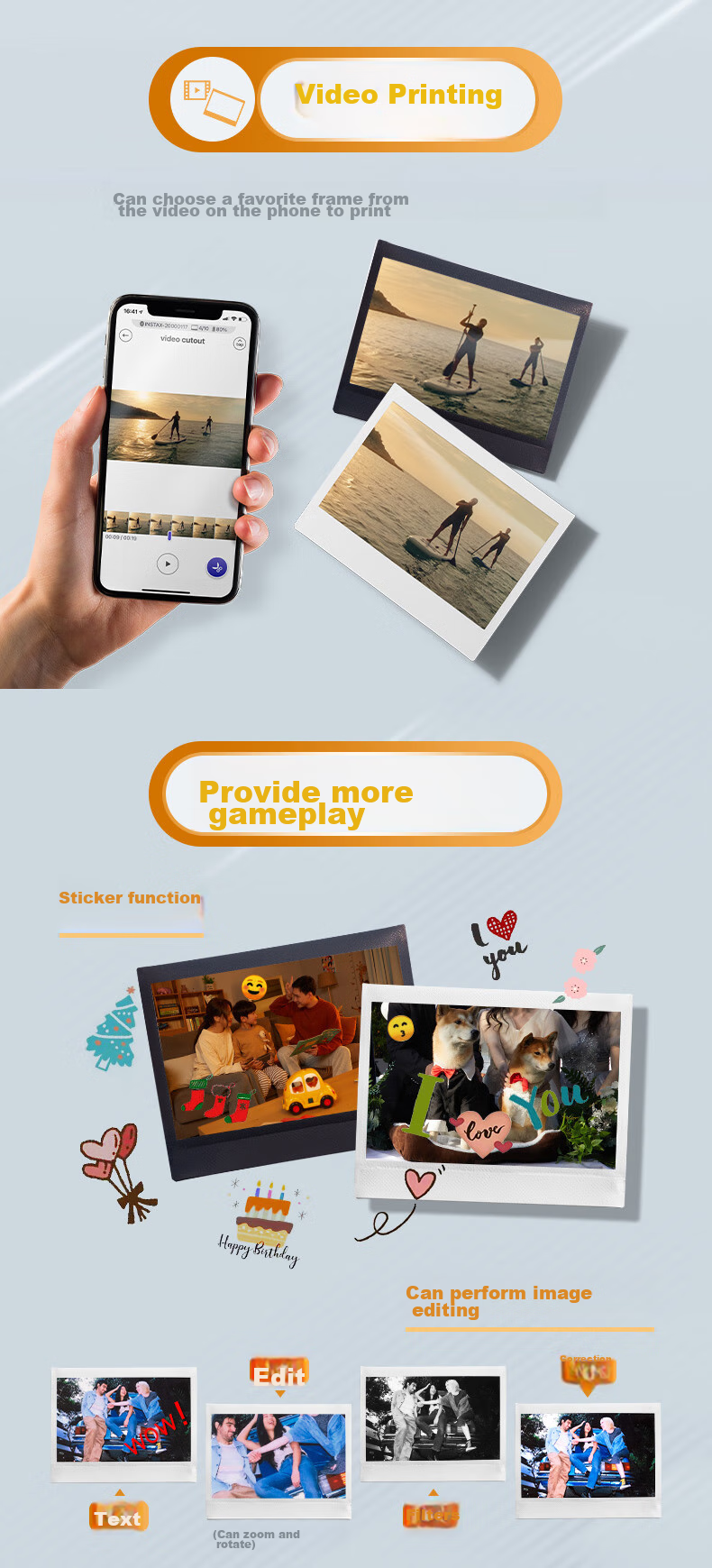 INSTAX Fuji INSTAX Link WIDE Instant Camera, Smartphone Photo Printer, Mocha Gray, Wide Format Double Pack Photo Paper Set 6