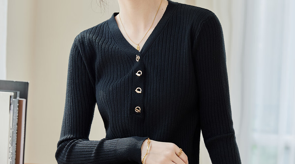 PinCai V-Neck Solid Color Soft Knit Slim Fit Sweater for Women P13QZ3088 8