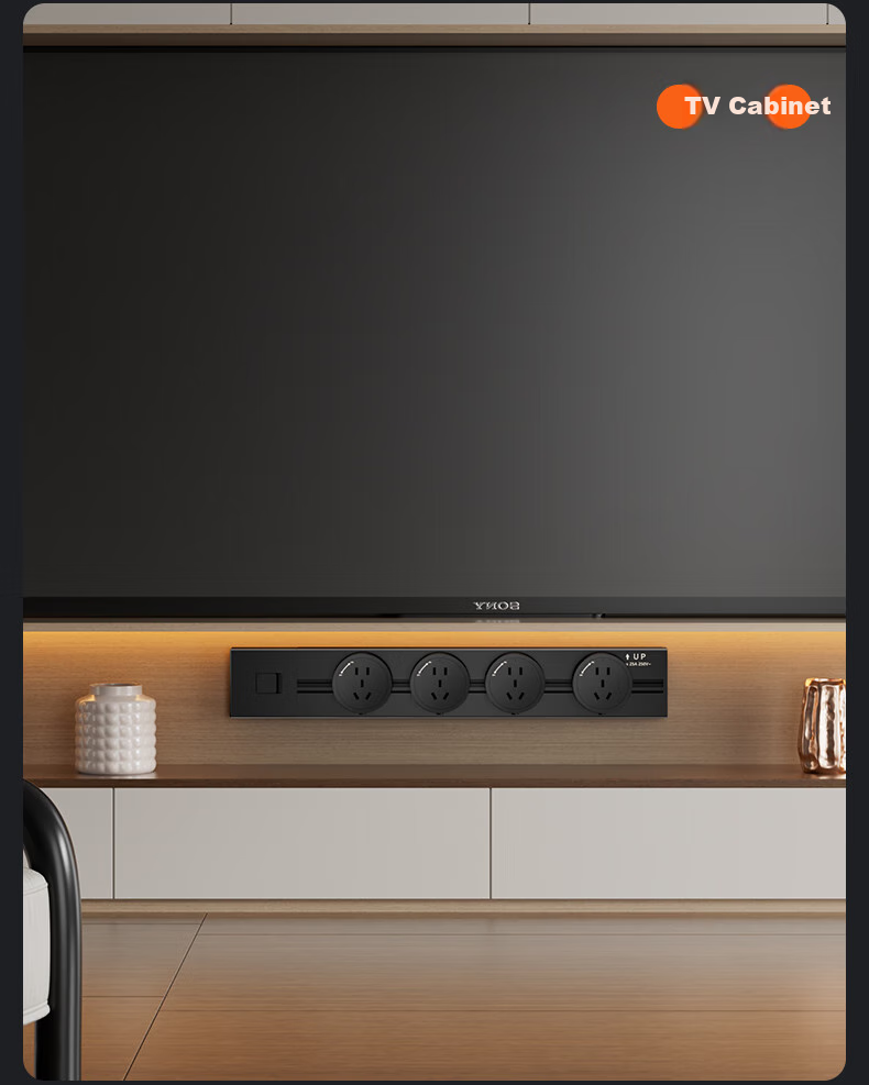 Shuxiang Surface-Mounted Track Socket, One-Key Master Control, Ultra-Thin Surface Mounting, Space Gray, 80cm, 4 Adapters, 20W Fast Charging, 8000W High Power, DLGD-P511E 1