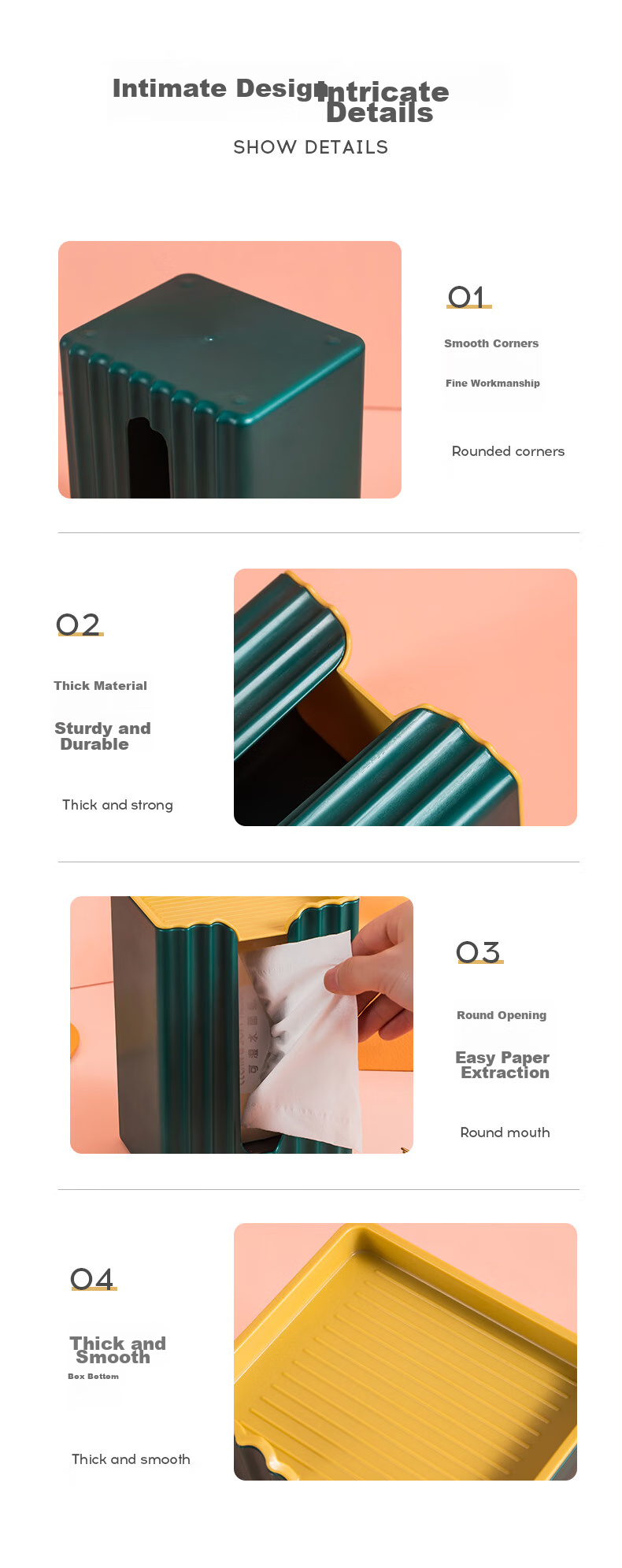 Youjialiangpin Tissue Box, Living Room Napkin Holder, Storage Box with Spring, Light Luxury Towel Box, Household Roll Paper Dispenser, Light Gree 6