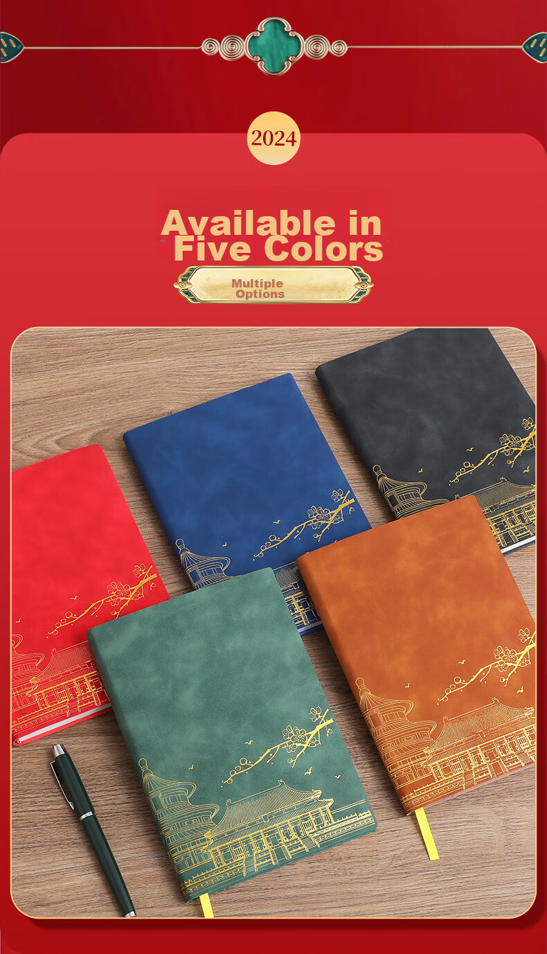 Faramon Notebook A5, National Trend High-Quality Thick Journal, Work Diary, Study Meeting Record Book, Business Office Notebook, Customizable for Enterprises, Round Button - Gree 6