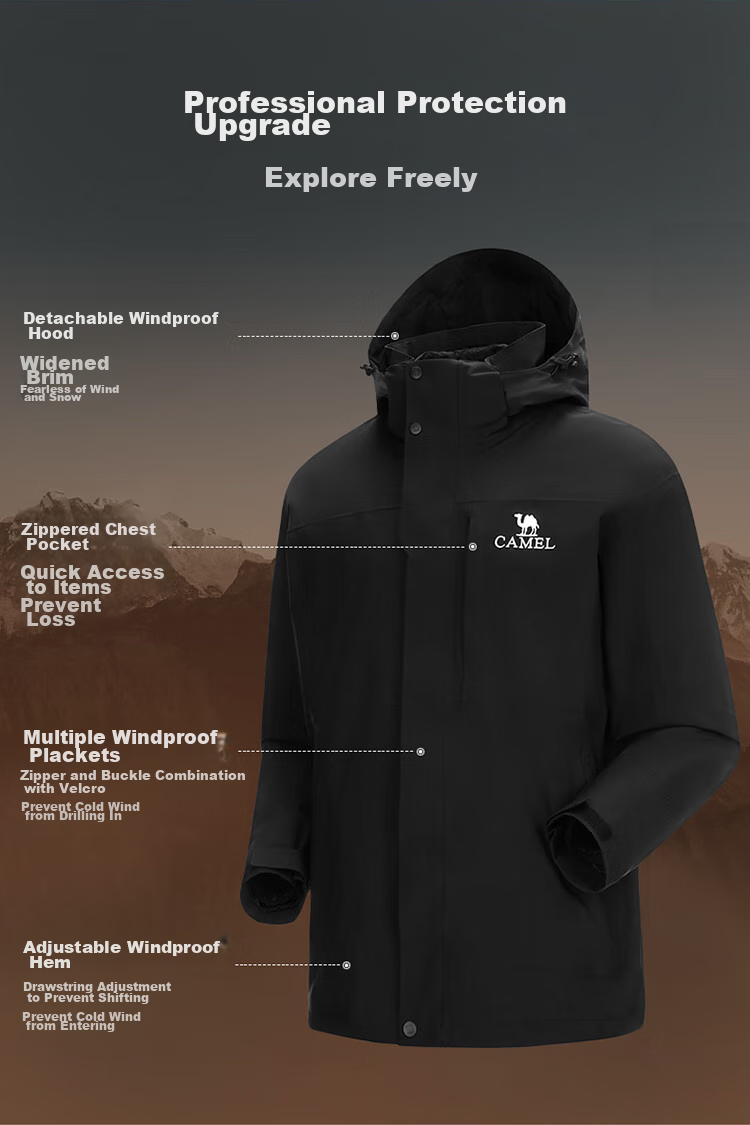 CAMEL 3-in-1 Thickened Down Jacket for Men and Women Couples Outdoor Climbing Jacket A23CA45121 7