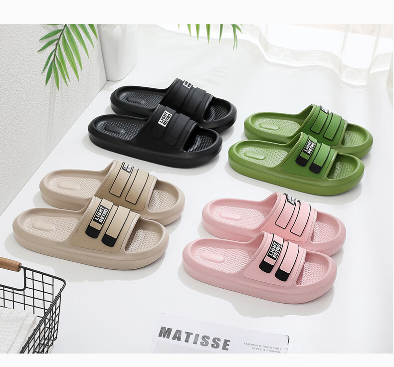 GUOLUOFEI Thick-Soled Slip-On Sandals for Men And Women, Summer Bathroom Shower Non-Slip Couple Indoor Slippers, Sand Color, Size 40-41 6