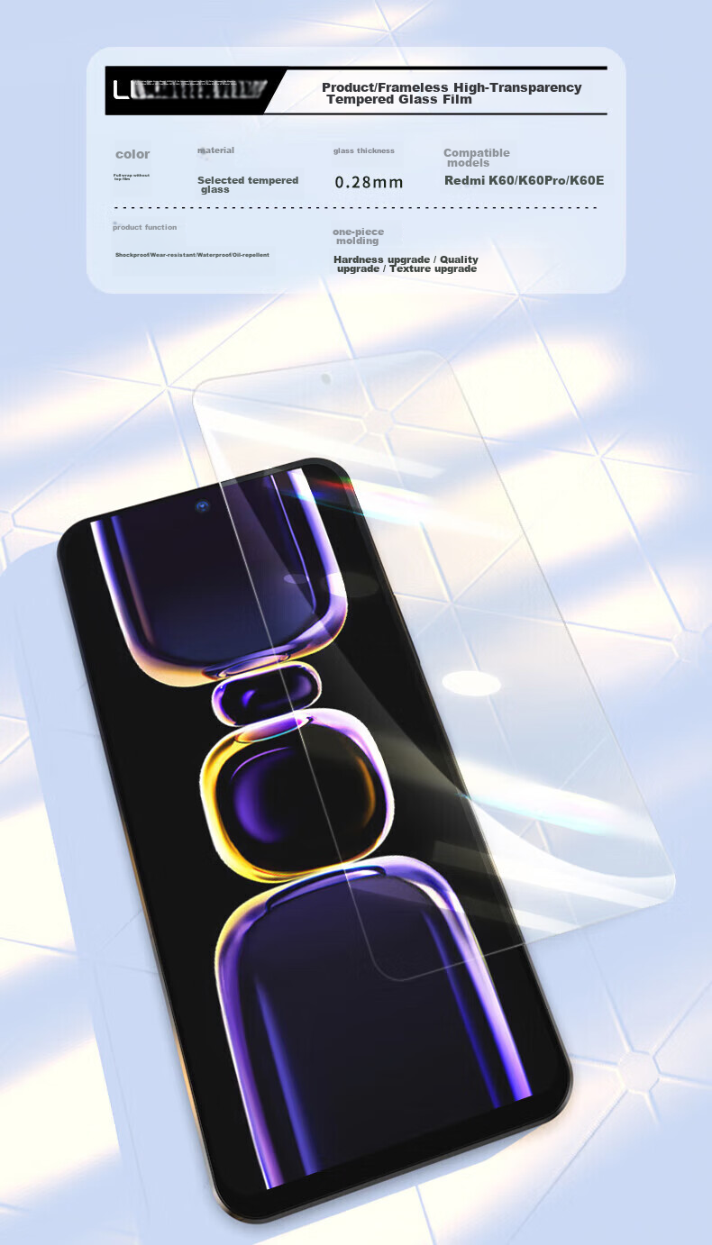LLUNC [2-Pack] Tempered Glass Screen Protector for Redmi K60/60Pro/K60E, Full Coverage HD Ultra-Thin Glass Anti-Drop Anti-Fingerprint Protective Phone Film 14