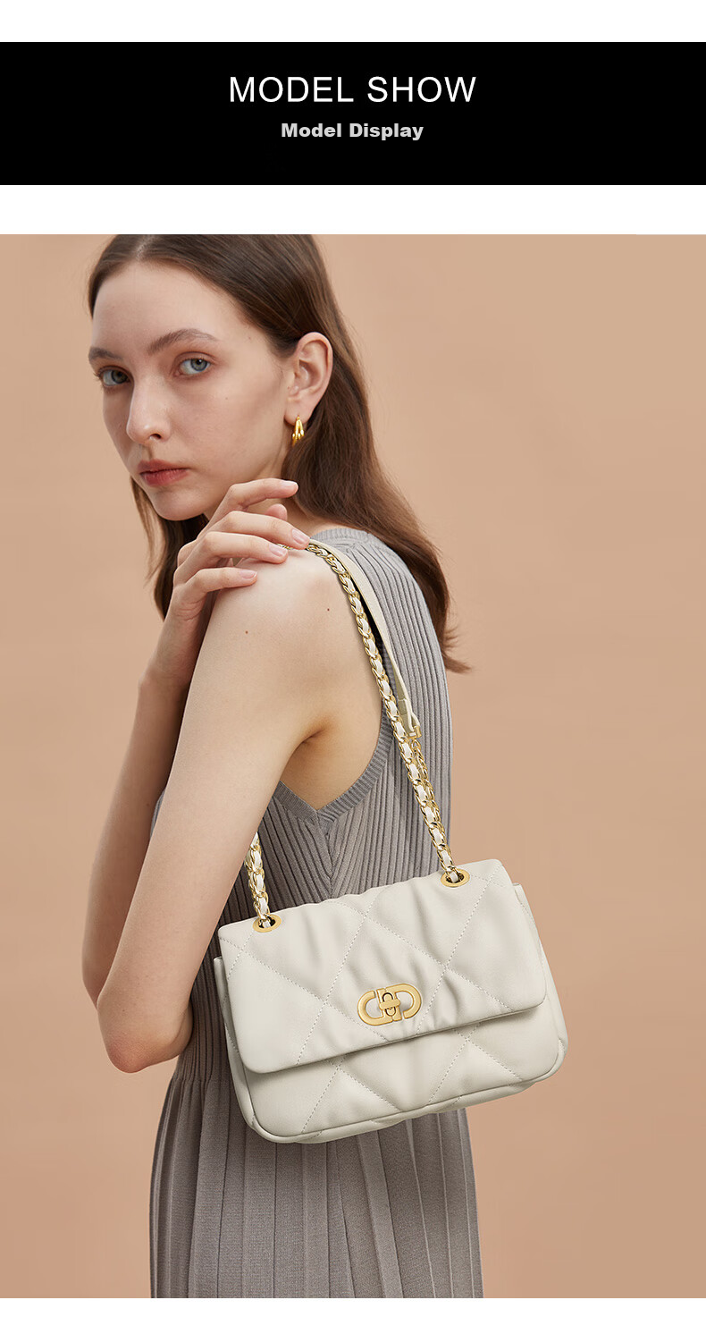 CASSILE Women's Handbag, Shoulder Bag, Quilted Pattern, Large Capacity, Chain Strap, Light Luxury Crossbody Bag, 520 Gift 14