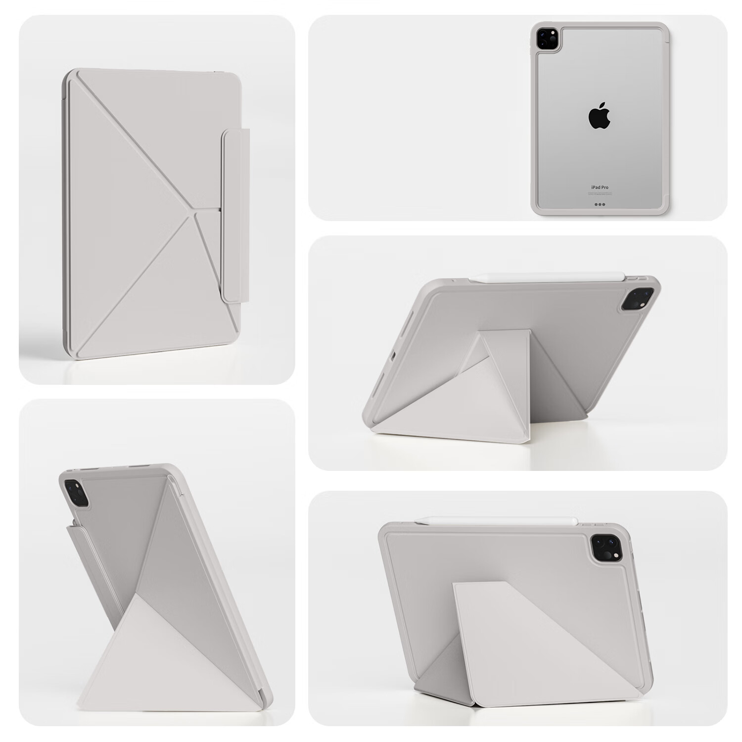 Защитный чехол Zhiting для iPad 11/10-го поколения, полное покрытие, магнитная застежка K-Fold, двусторонний зажим, тонкая подставка с несколькими углами наклона, защита от изгиба и падения - Дымчато-серый