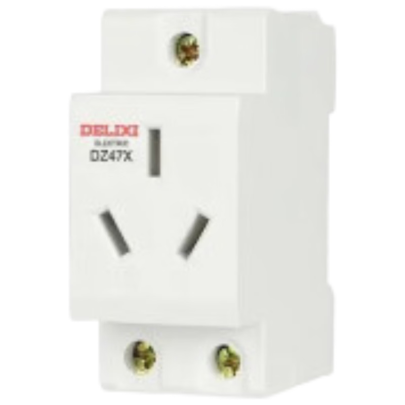 DELIXI ELECTRIC Track Socket, Three-Hole 16A Modular Socket, DZ47X316, Single-Phase Two-Pole with Grounding 16A, Distribution Box Socket, Multimedia Box, Construction Site Temporary Socket