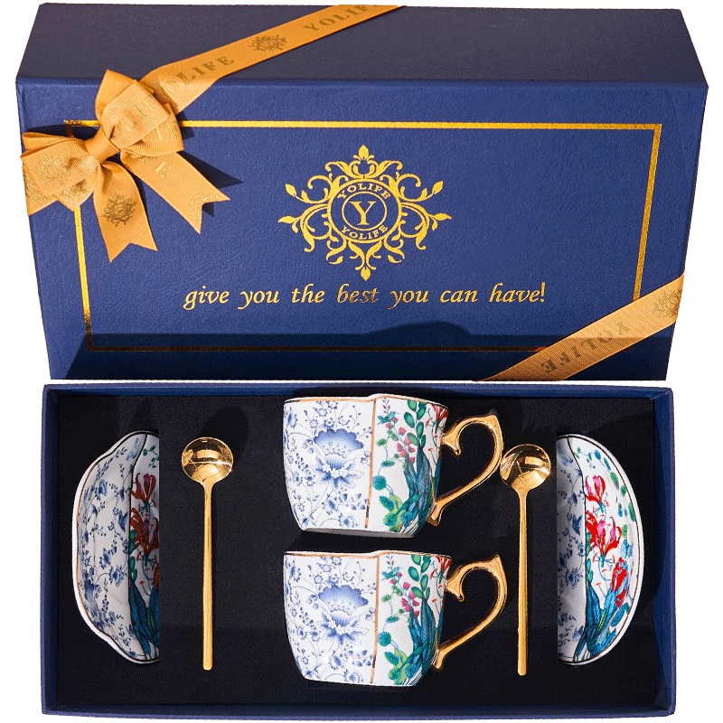 Youlaifu Coffee Cup Set Gift Box, Stylish Afternoon Tea Cups, Ceramic Housewarming Wedding Favor, Mid-Autumn Festival Gift