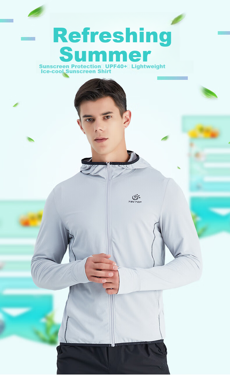 TECTOP Sun Protection Jacket for Men, Lightweight And Breathable Outdoor Skin Coat, Men's Gray-Blue Color, Size 3XL 1
