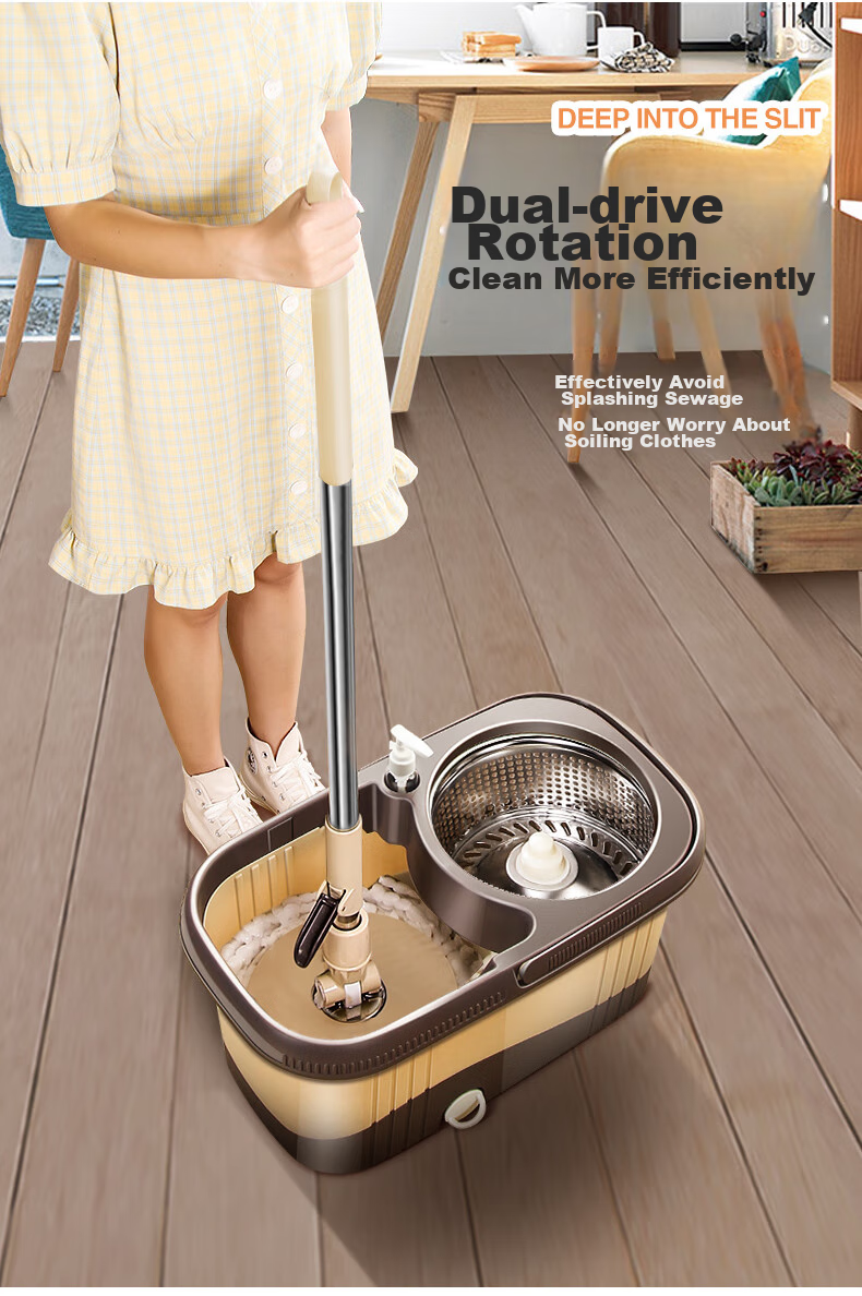 Baijiahaoshi Rotating Mop with 4 Heads, Household All-In No-Hand Washing, 2026 Hand-Pressed No-Hand Washing Household Double-Drive Floor Cleaning Tool 5