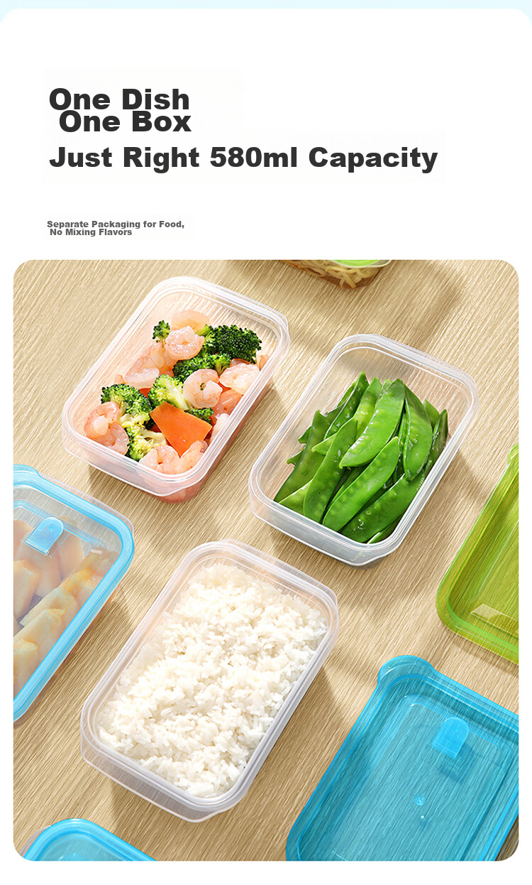 MARYYA Disposable Food Containers, 580ml*4 Set, Food-Grade Fresh-Keeping Picnic Portioning Takeout Containers with Lids, Microwave-Safe 5
