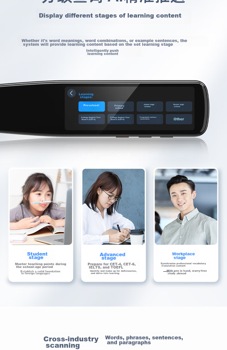 Deli Dictionary Pen R7 Reading Pen Scanning Translation Pen Learning Tool for Primary, Middle, and High School English Vocabulary Electronic Dictionary Scanner Answering Device WIFI Online Translator 5